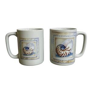 Otagiri Coffee Mug Cape Shore Volute Nautilus Sea Paul Brent VTG 80s Lot of 2